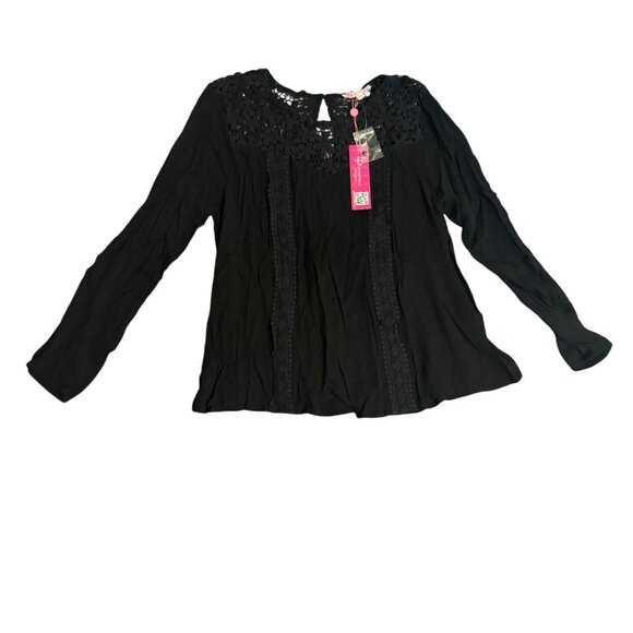 Ultrapink Black Lace Trim Blouse Size L with Tags - Picture 1 of 9